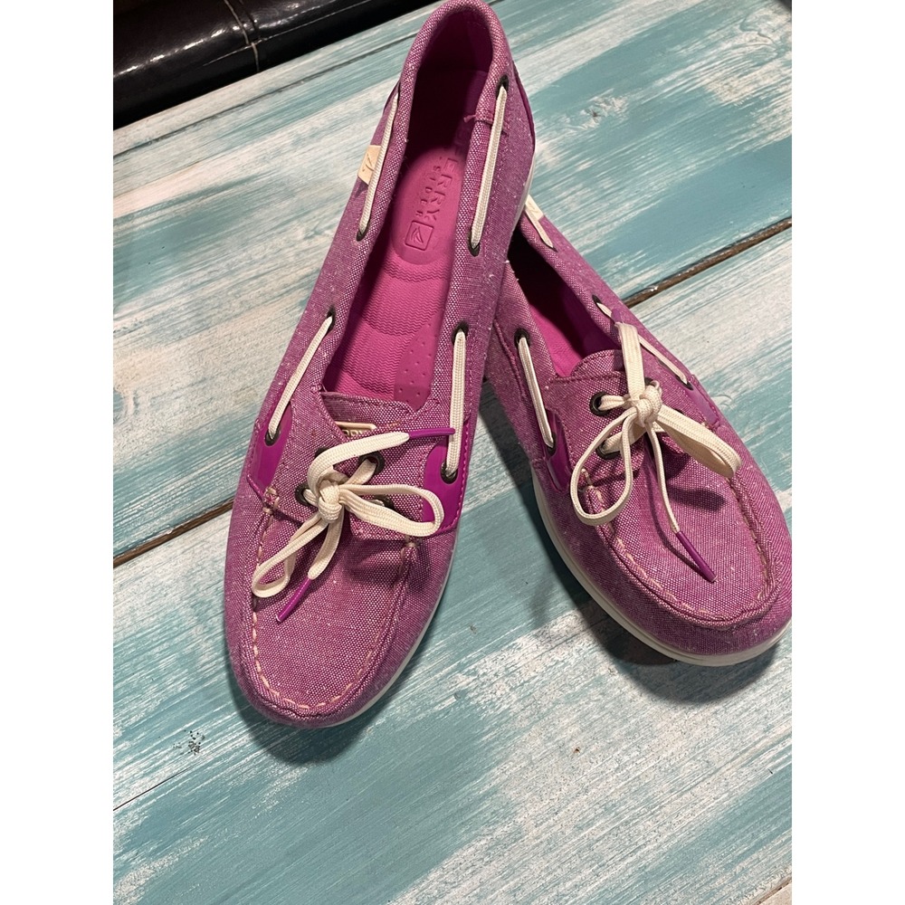 Sperry Top Sider Boat Shoes Women's Size 8.5M Pink Heather Canvas Lace  up